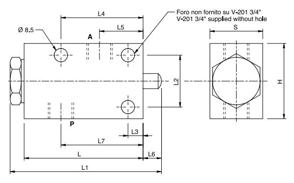 Hydraulic Push Button End Stroke Valve, Normally Closed, V-101 3/8 NC